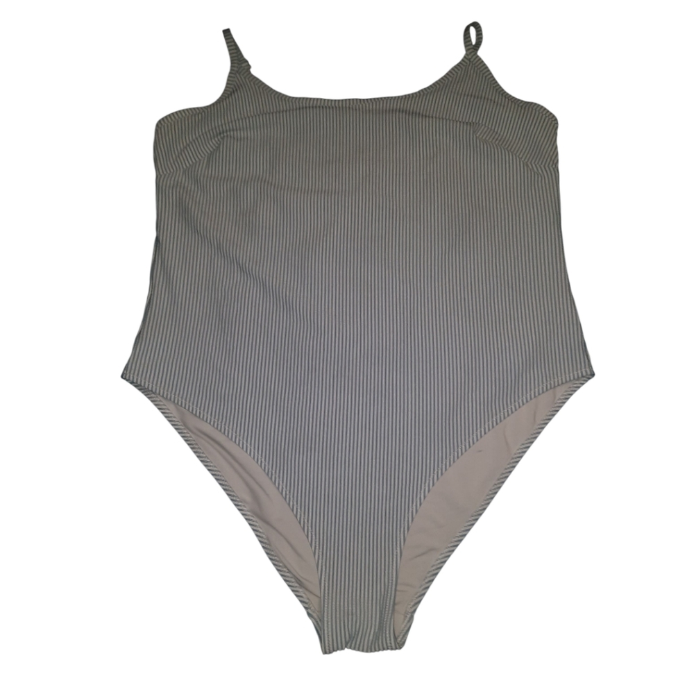 H&M Black and White Pinstripe One-Piece Swimsuit